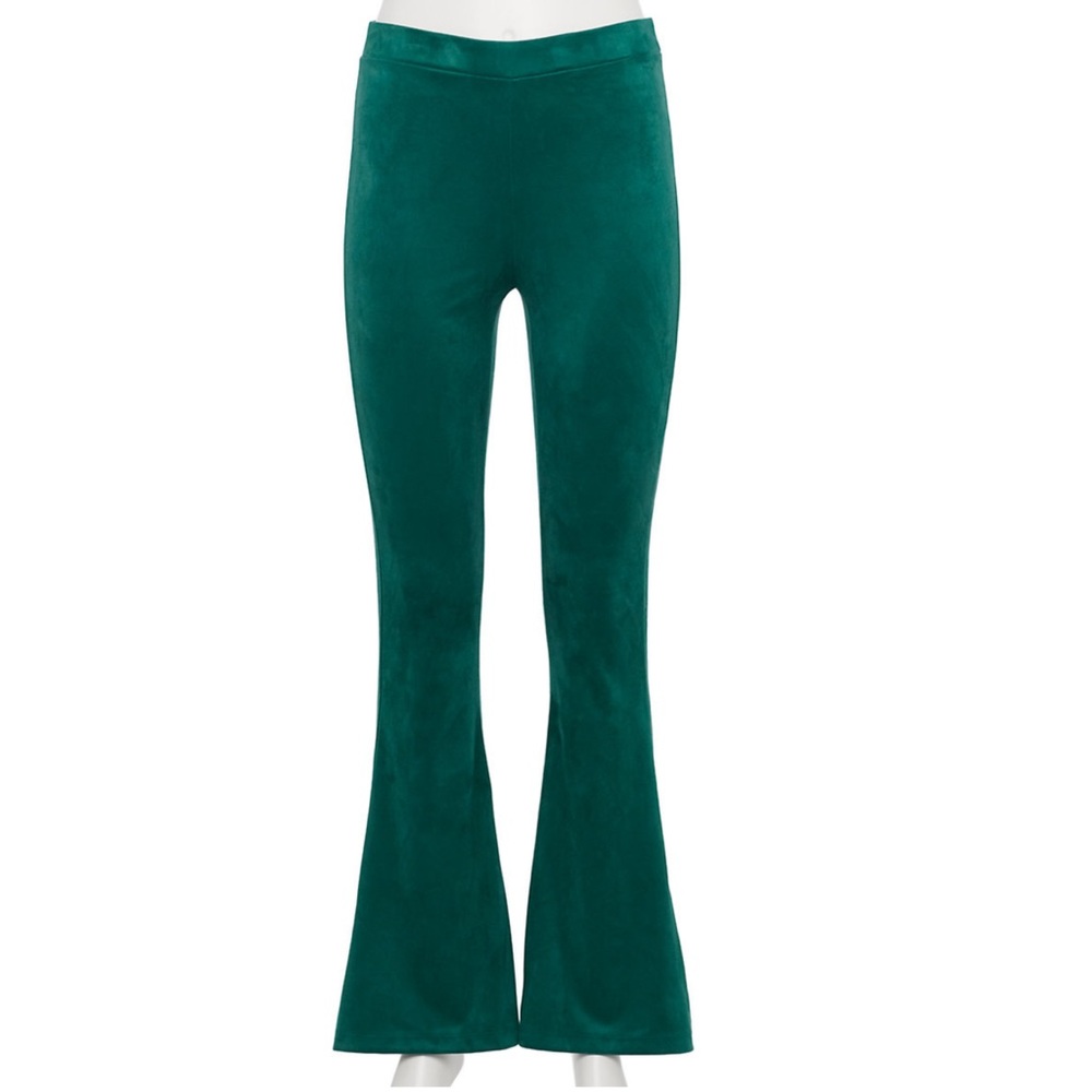 NWT SO Pull-On Flare-Leg Pants High Rise Green Juniors Size XS